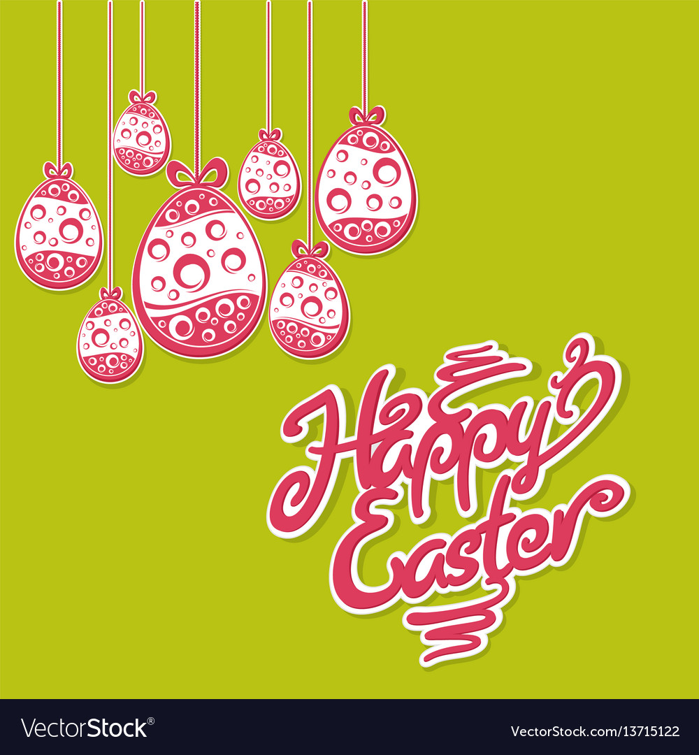 Hanging Easter Eggs Text Royalty Free Vector Image