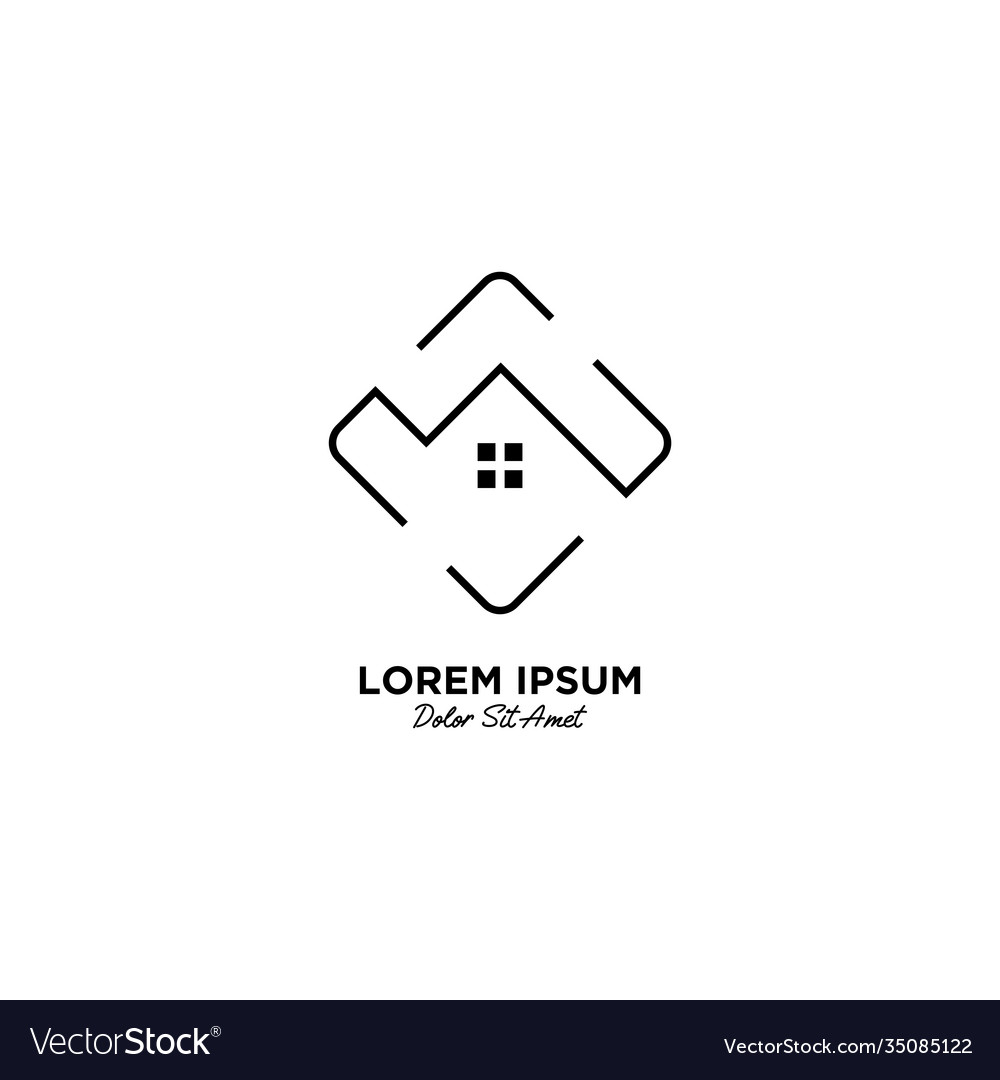 House home logo icon line outline monoline Vector Image