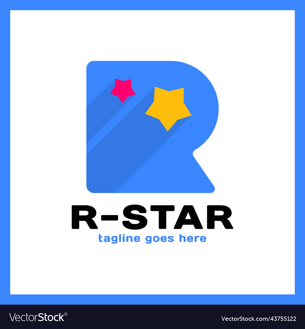 Letter r two star logo