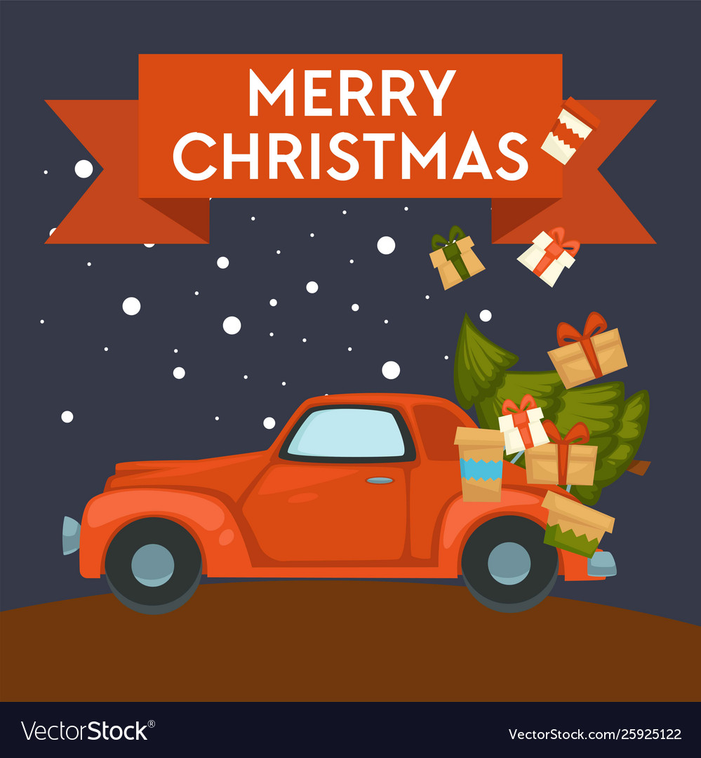 Merry christmas greeting card presents and xmas Vector Image