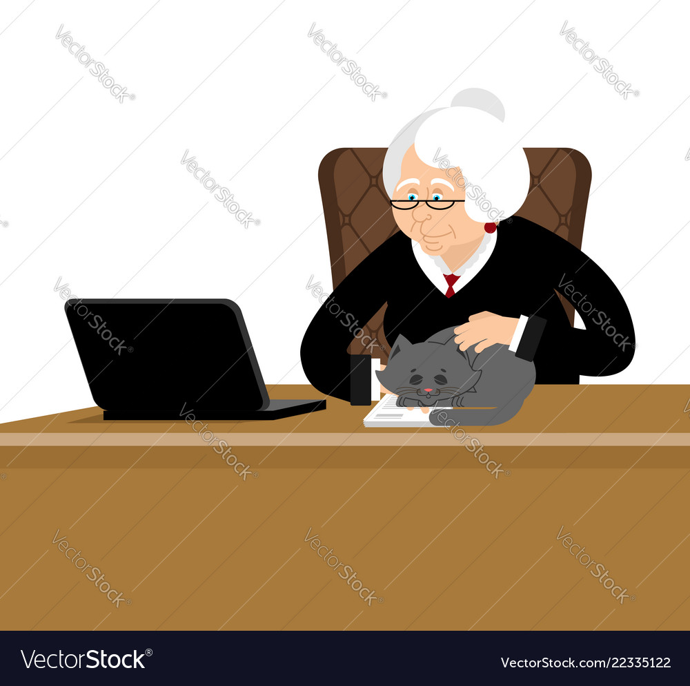 Premium Vector  Happy granny with laptop vector illustration a