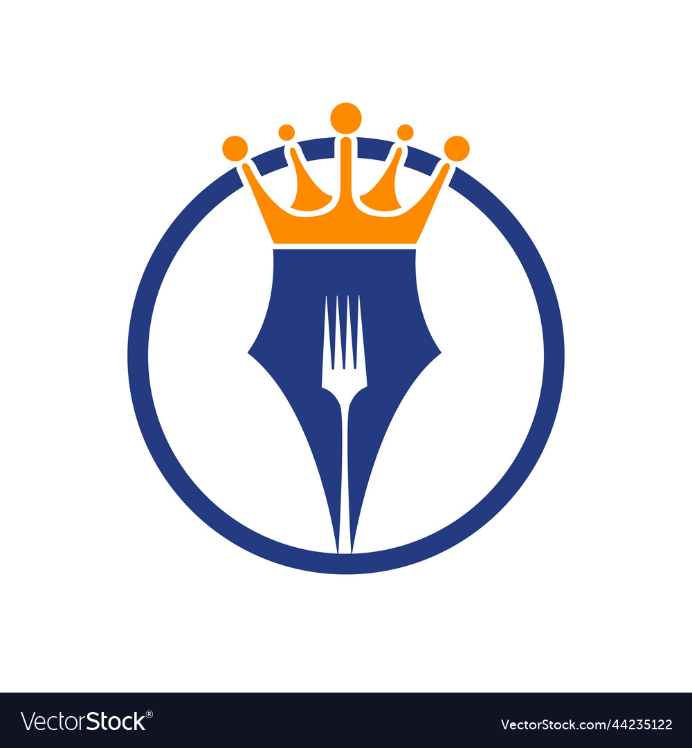 Pen with crown and fork logo icon design