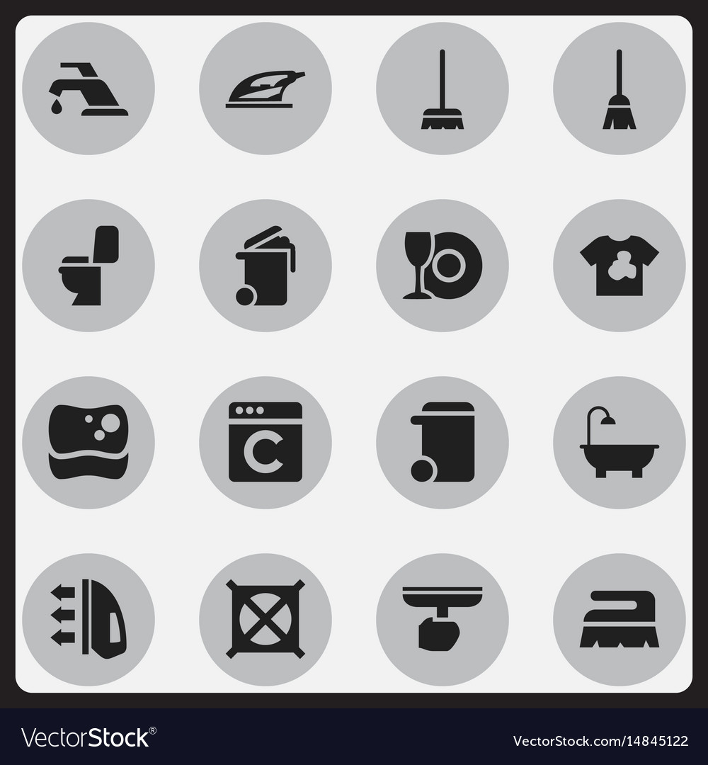 Set of 16 editable cleanup icons includes symbols