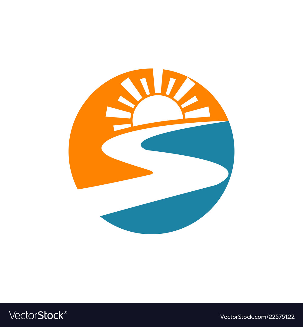 Sun river logo Royalty Free Vector Image - VectorStock