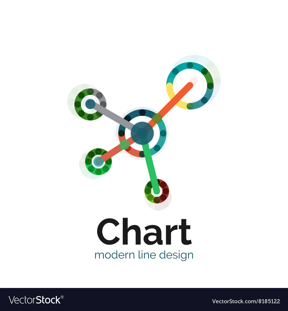 Thin line chart logo design graph icon modern