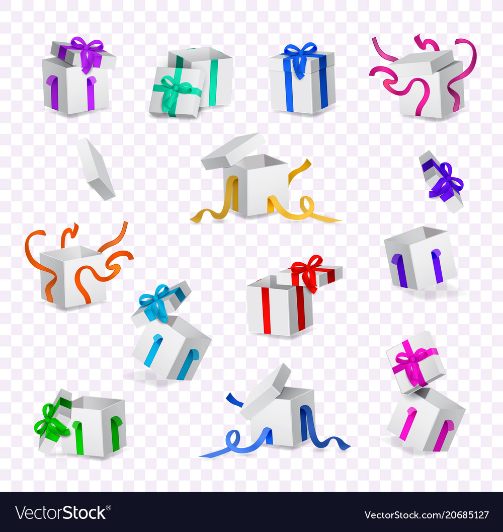 Cartoon present gift box ribbon bow set
