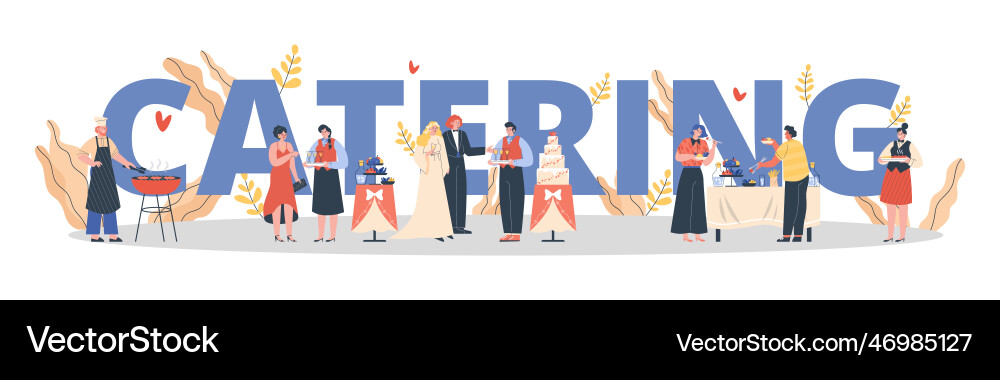 Catering typographic header flat Royalty Free Vector Image