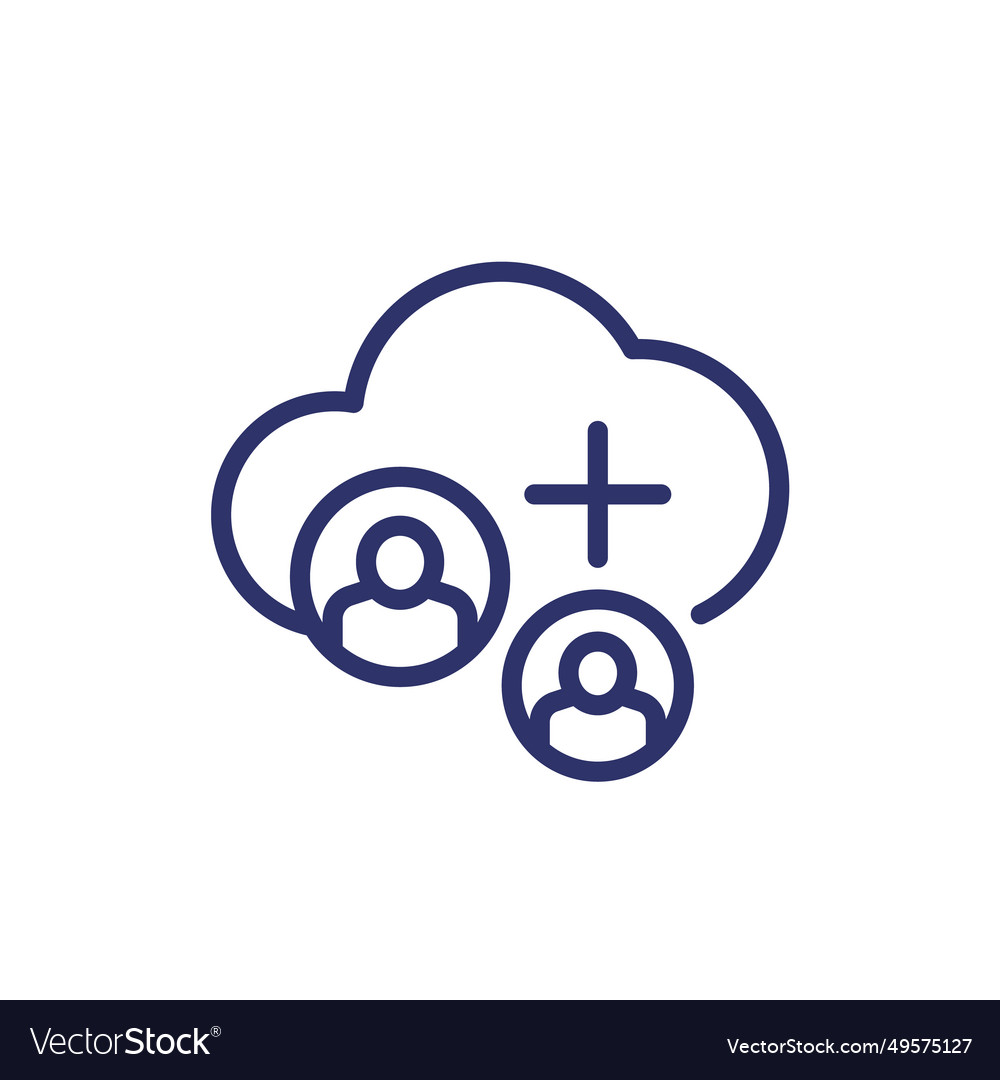 Collect user data in a cloud line icon