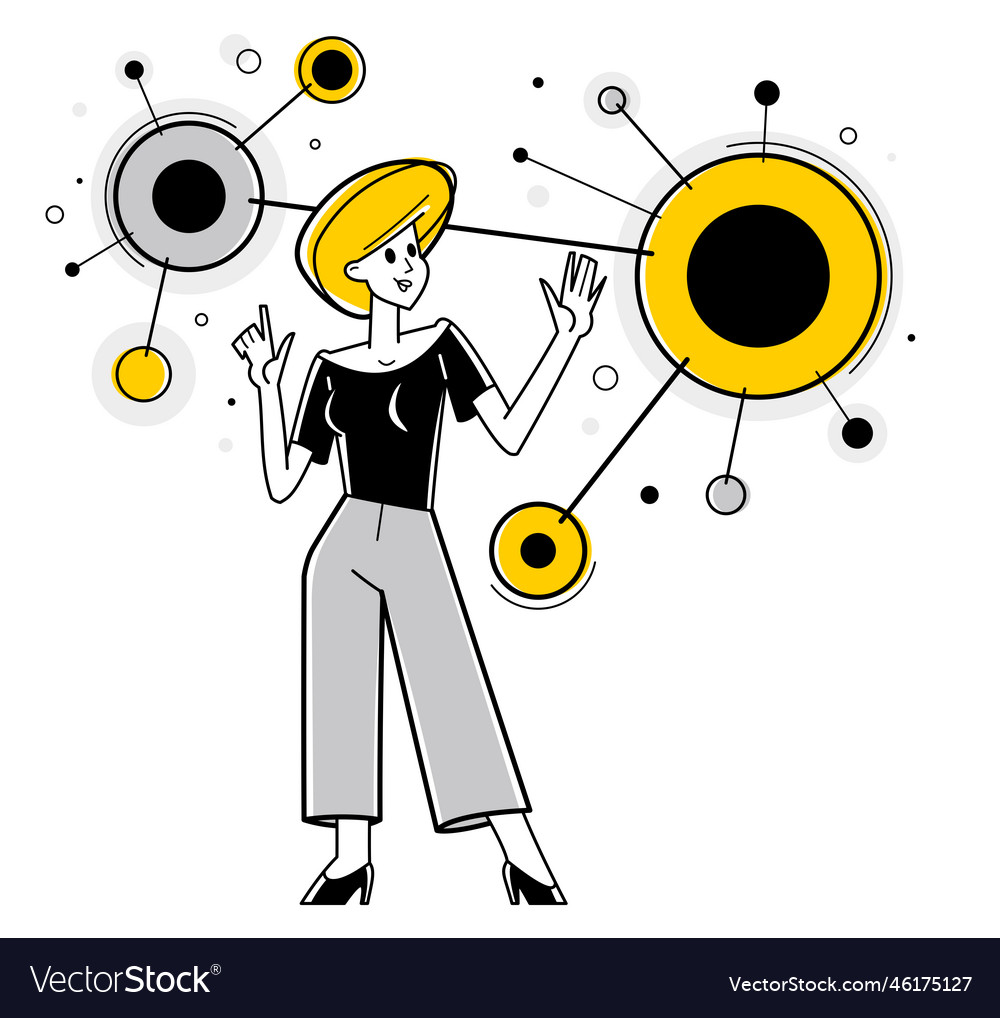 Creative worker doing some job and creating vector image Creative worker doing some job and creating