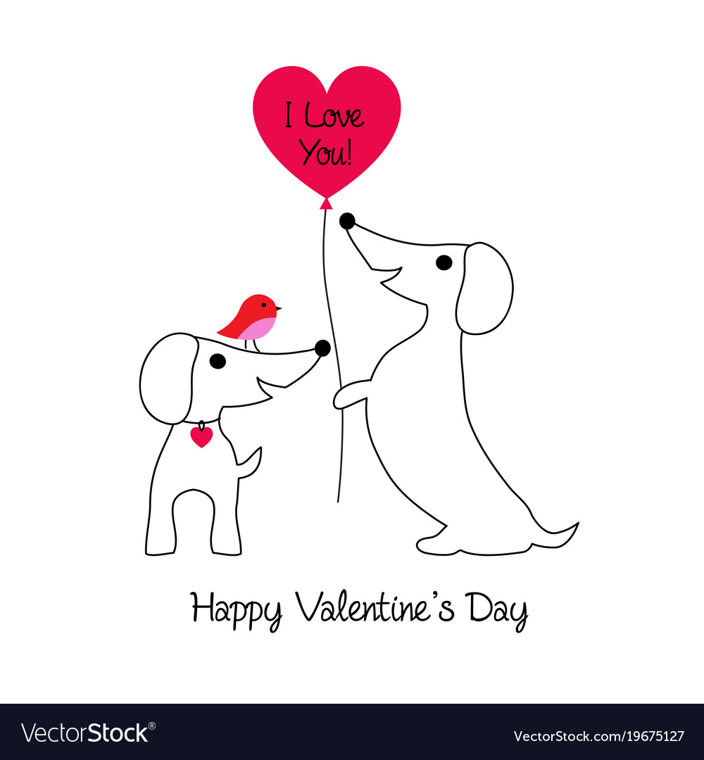 cute-dachshund-valentine-with-bird-royalty-free-vector-image