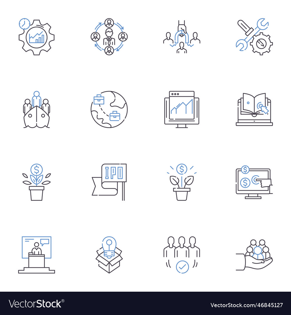 Financial management line icons collection