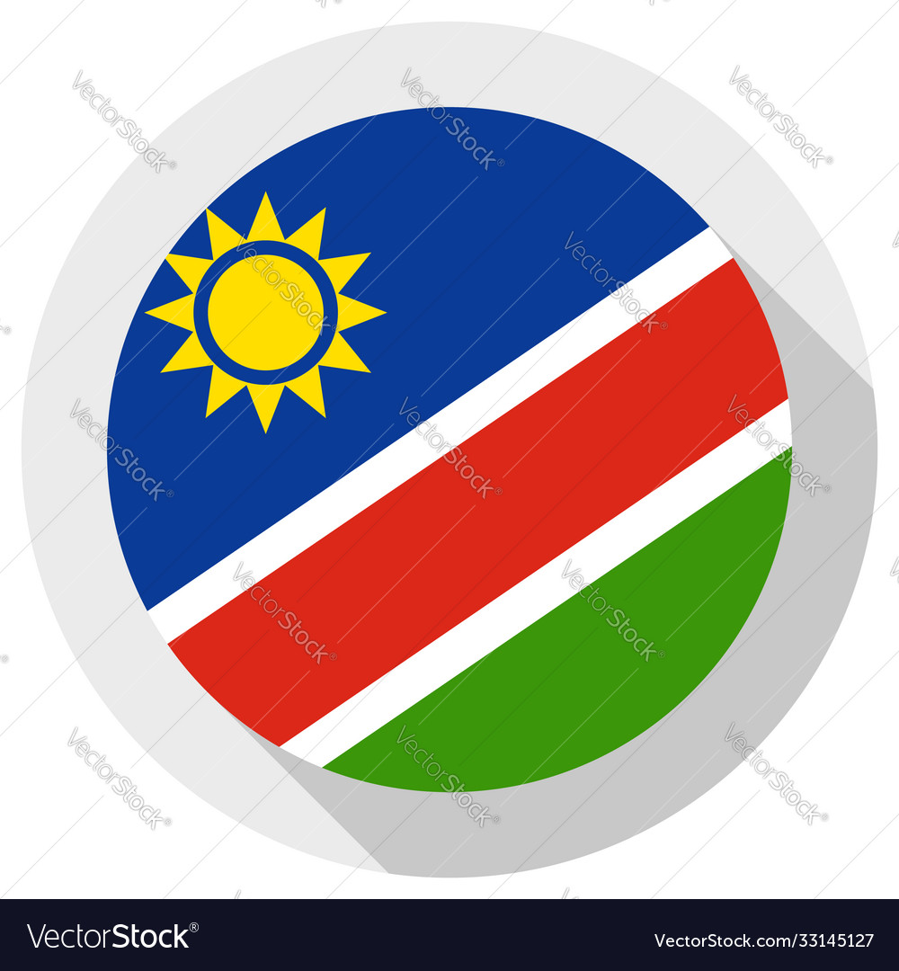 Flag namibia round shape icon on white Royalty Free Vector