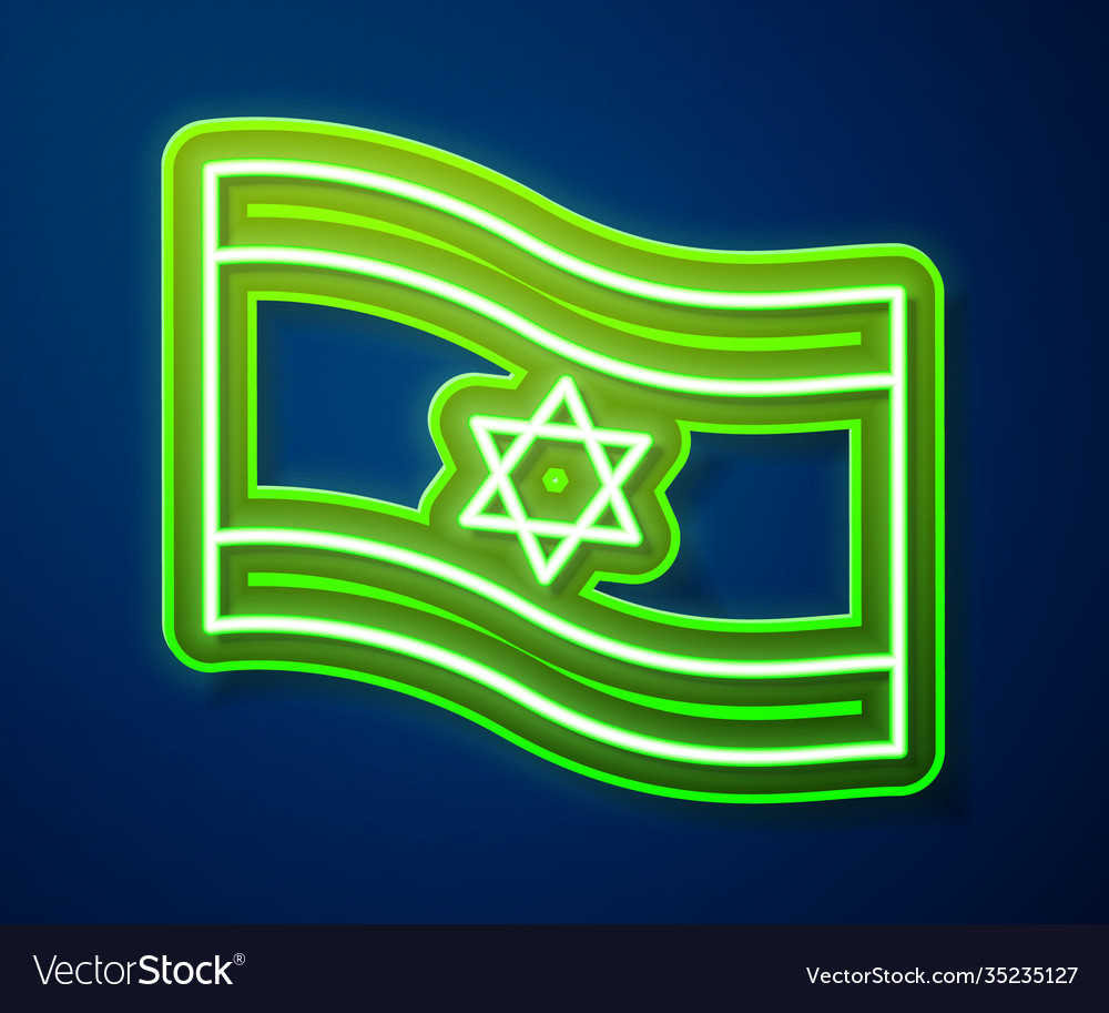 Glowing neon line flag israel icon isolated