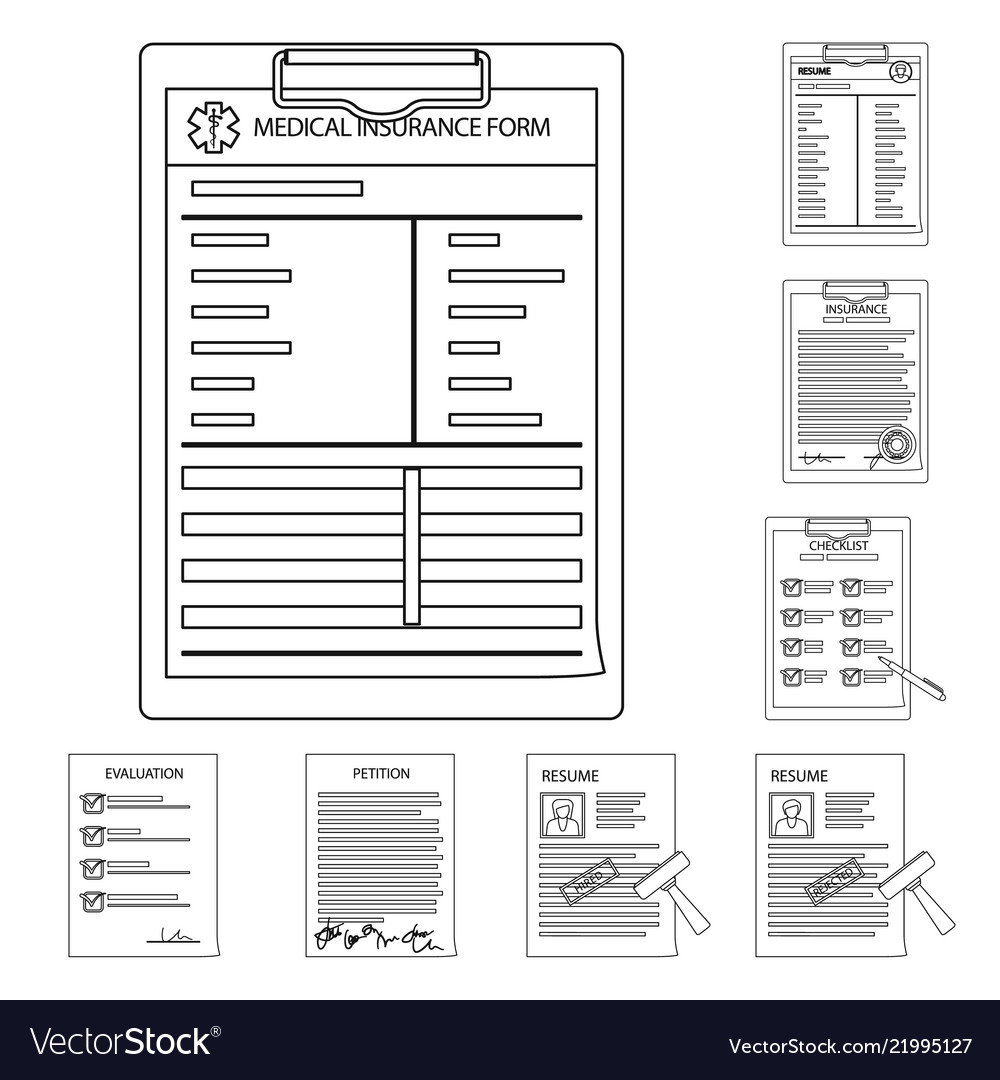 Isolated object of form and document sign set vector image Isolated object of form and document sign set