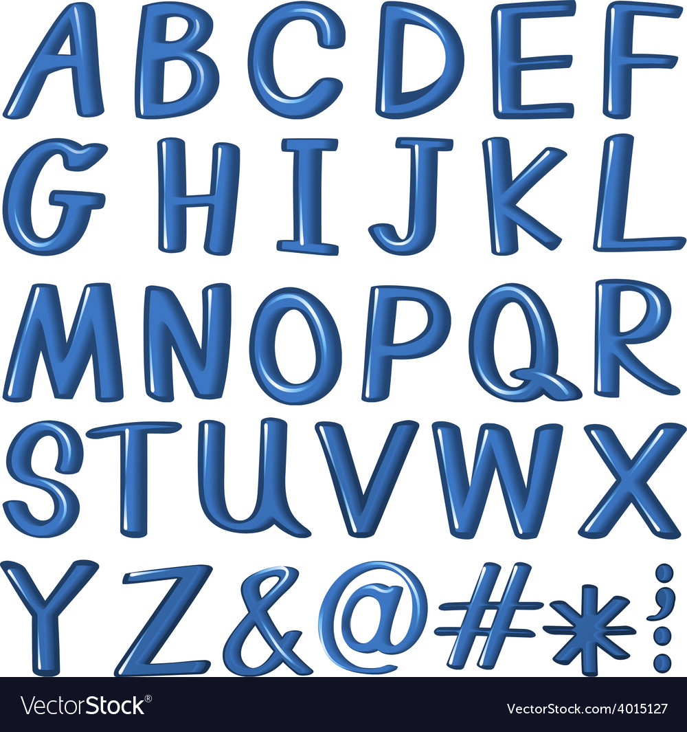 Letters Of The Alphabet In Blue Color Royalty Free Vector