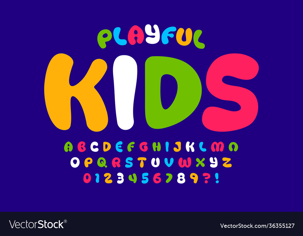 Playful style kids font Royalty Free Vector Image