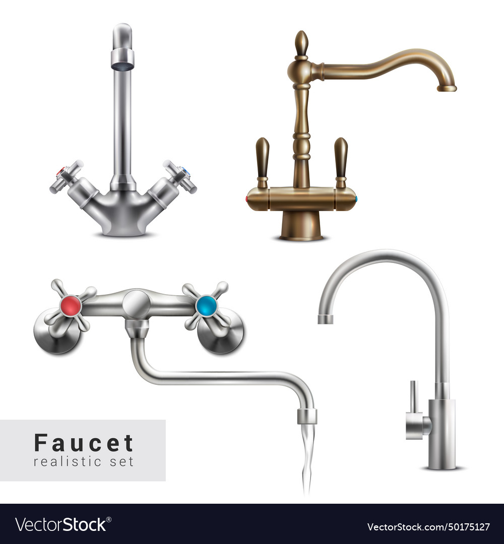 Realistic faucet designs set