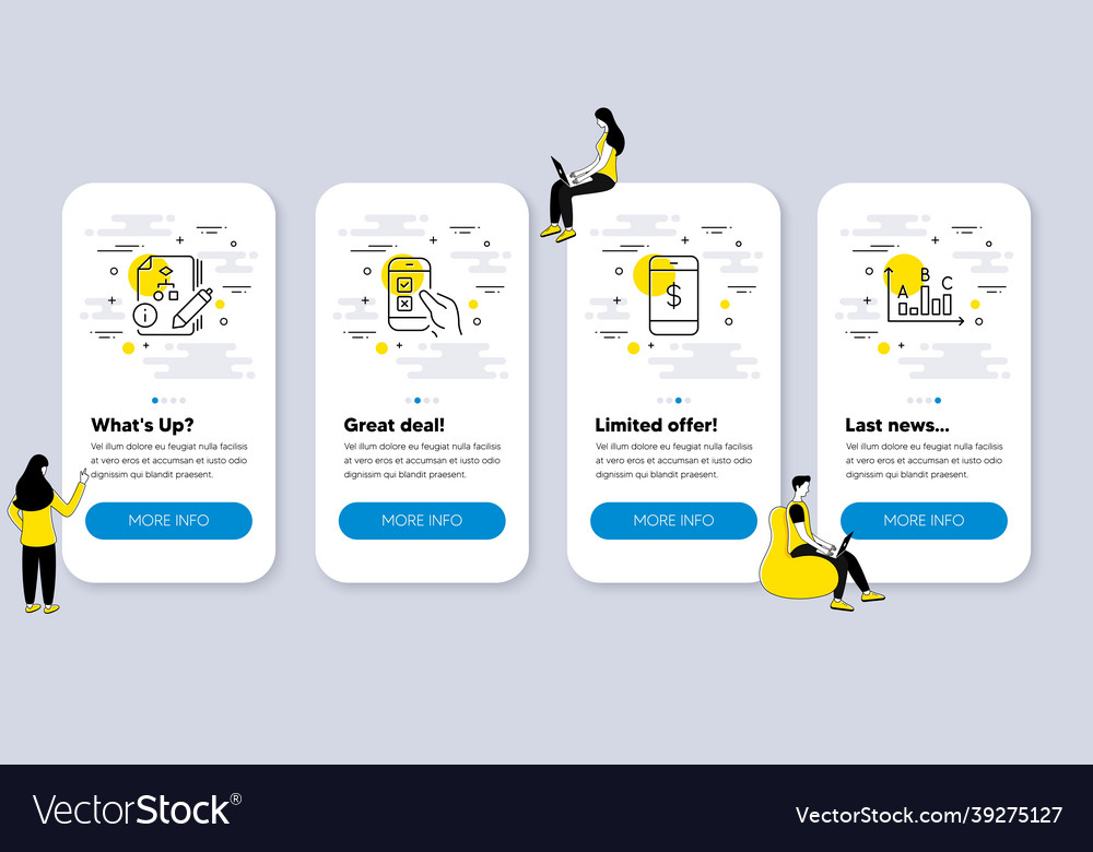 Set of line icons such as algorithm mobile vector image Set of line icons such as algorithm mobile