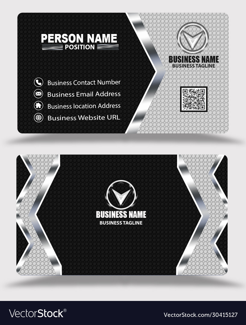 Silver black business card template psd free Vector Image With Regard To Blank Business Card Template Psd