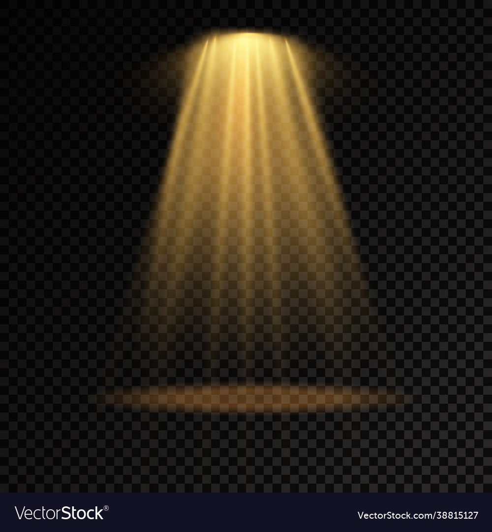 Spotlight projector light effect with yellow rays Vector Image