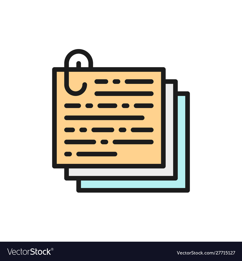 Stack notes documents with paperclip recipe Vector Image