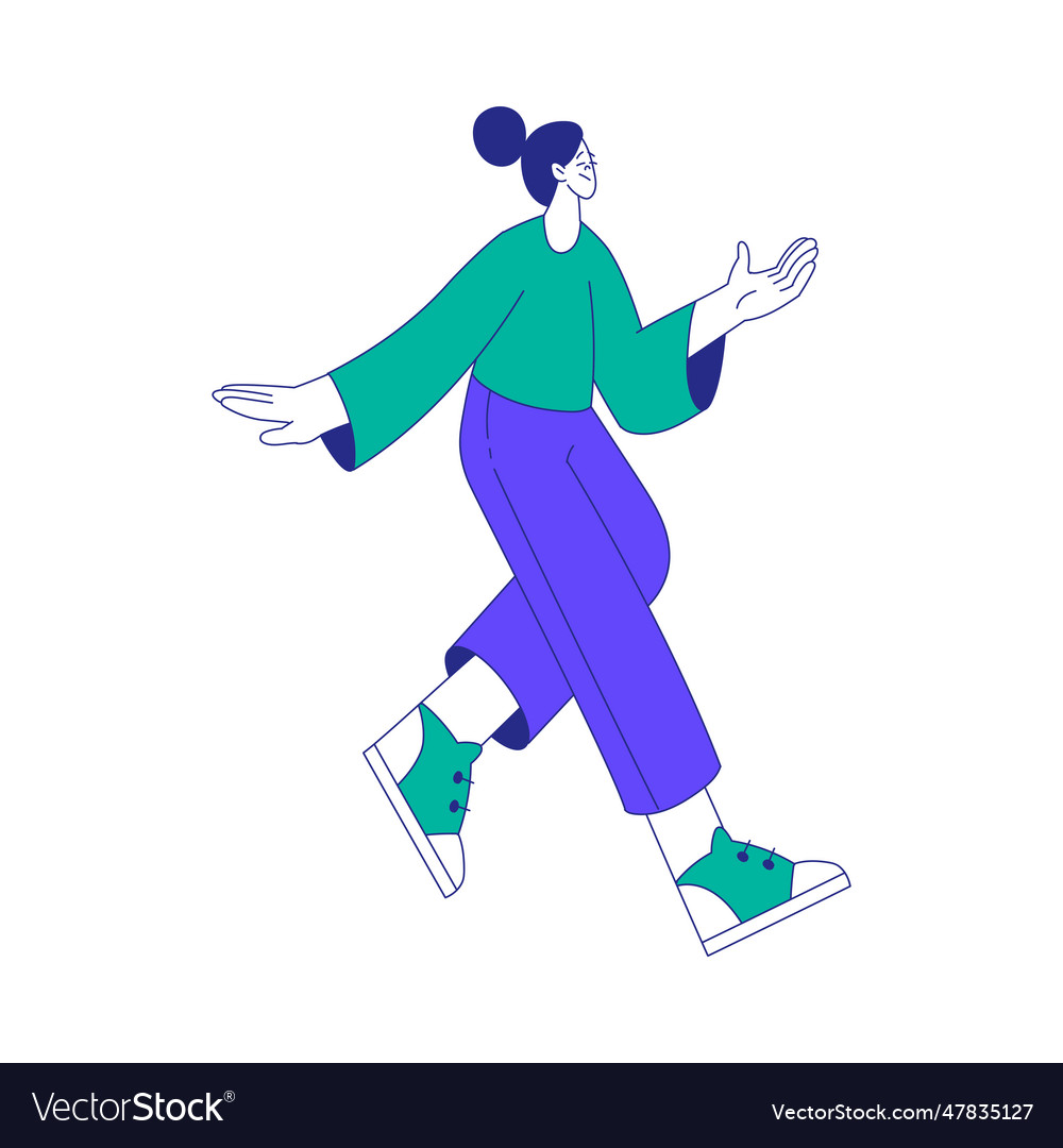 Young Woman Character At The Crossroads Walking Vector Image