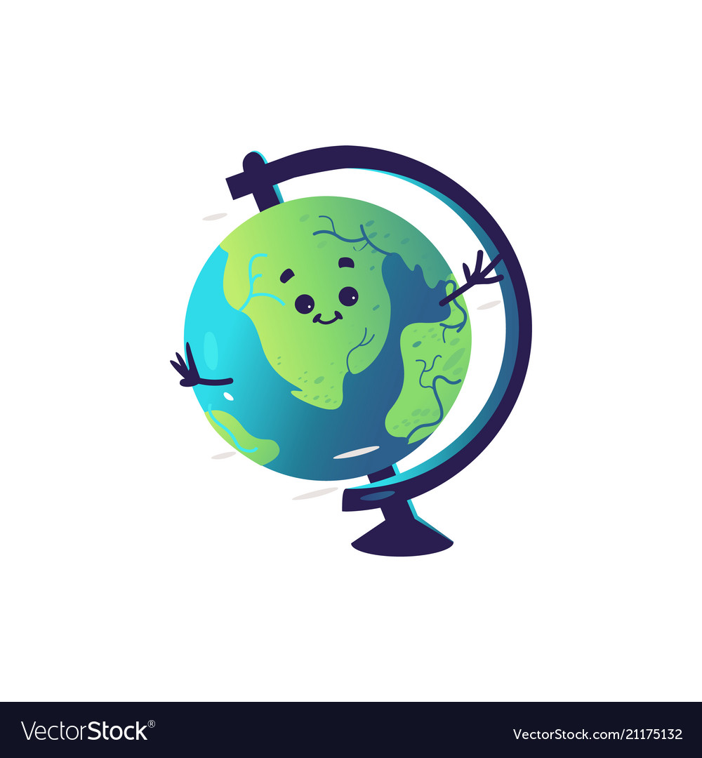 Funny globe sphere cartoon character isolated Vector Image