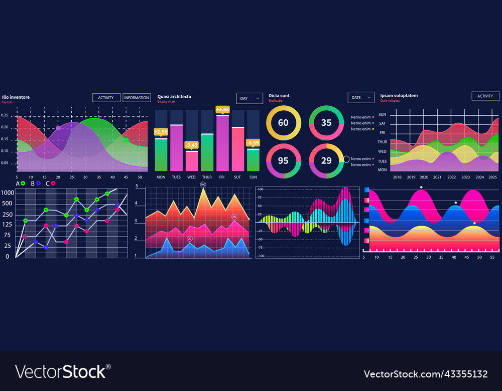 Market diagrams graphic information visualization vector image Market diagrams graphic information visualization