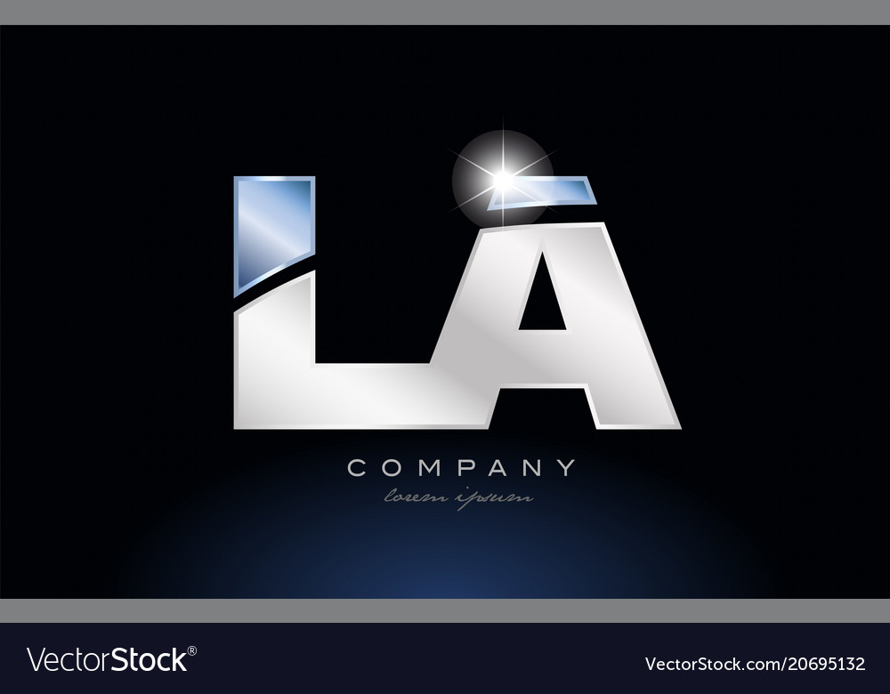 Metal blue alphabet letter la l a logo company