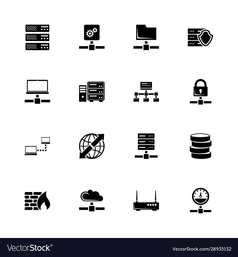 Network servers - flat icons