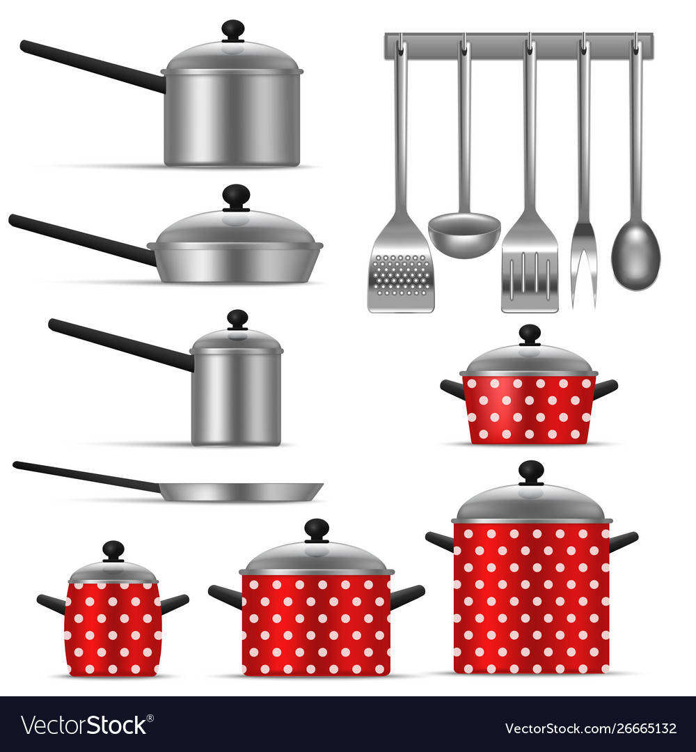 Realistic detailed 3d kitchen utensils set