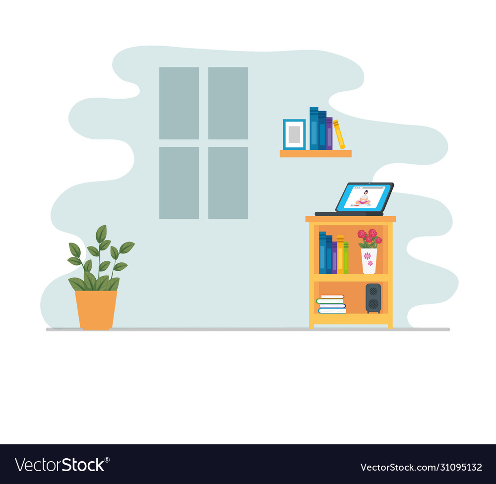 Scene house interior with furnitures Royalty Free Vector