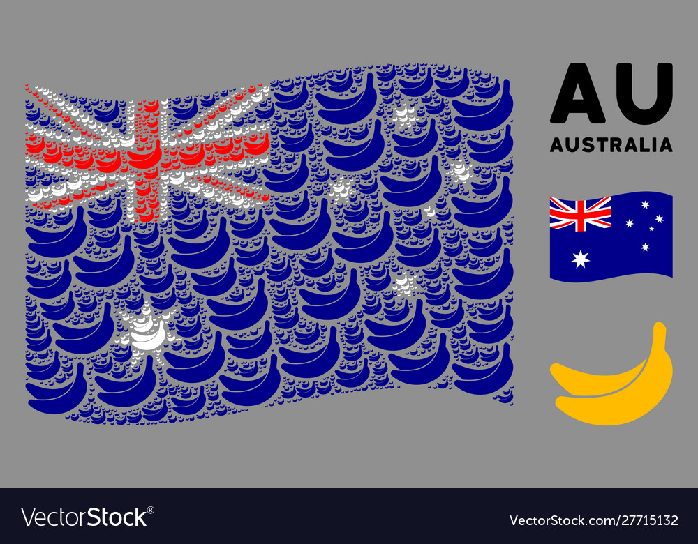 Waving australia flag Mosaik Bananen Icons