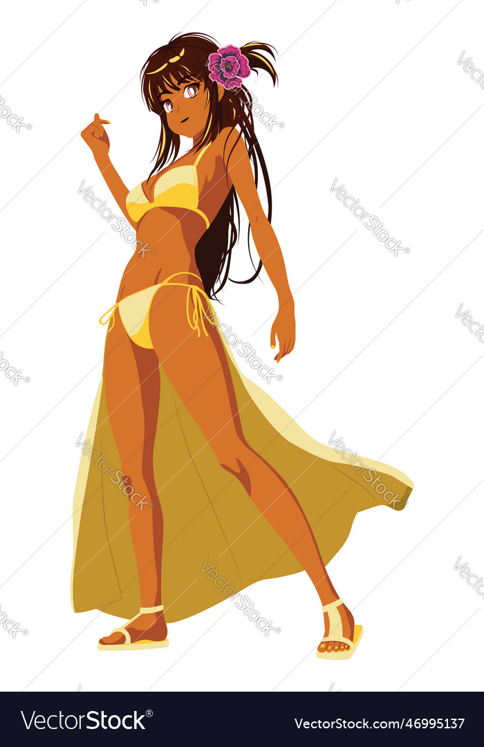 Anime Girl In Bikini Royalty Free Vector Image