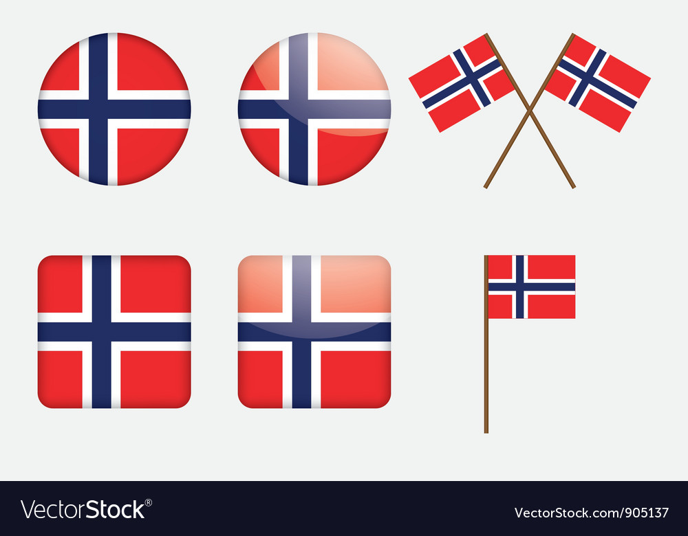 Badges with norwegian flag