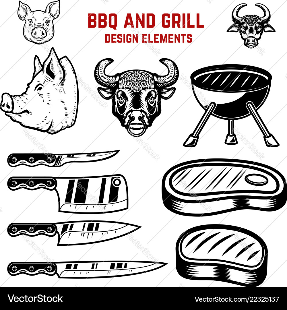 Bbq and grill design elements element Royalty Free Vector