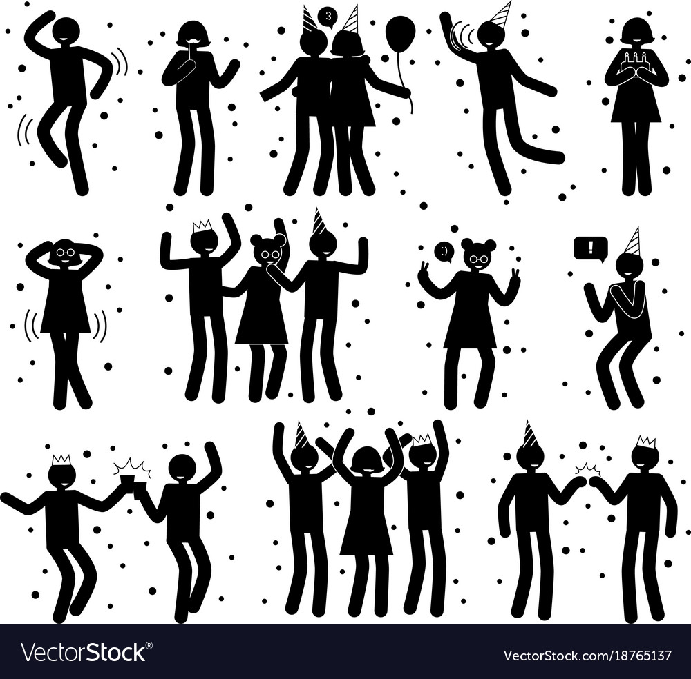 Celebration poses collection of black silhouettes