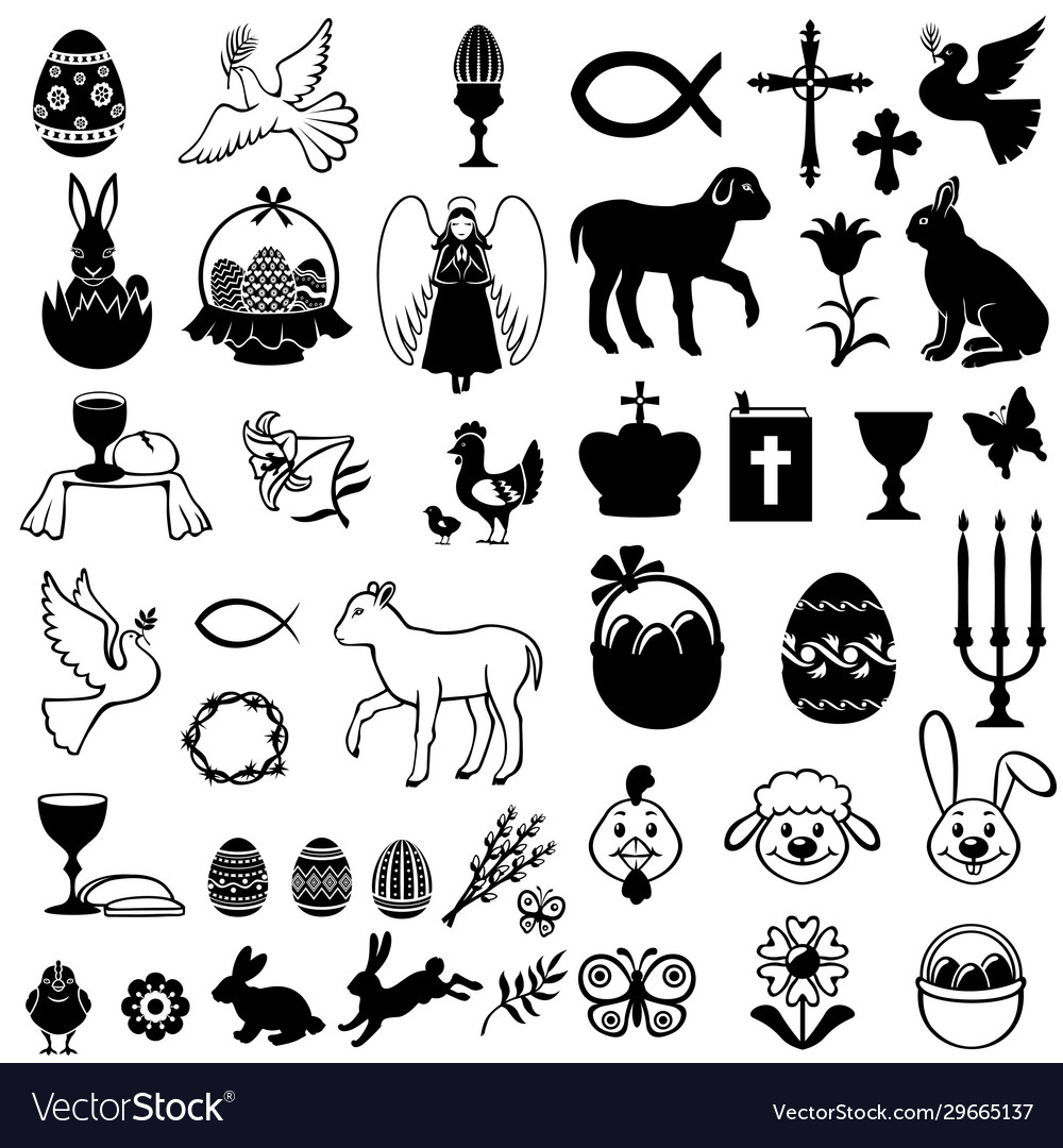 Easter greeting icon set vector image Easter greeting icon set
