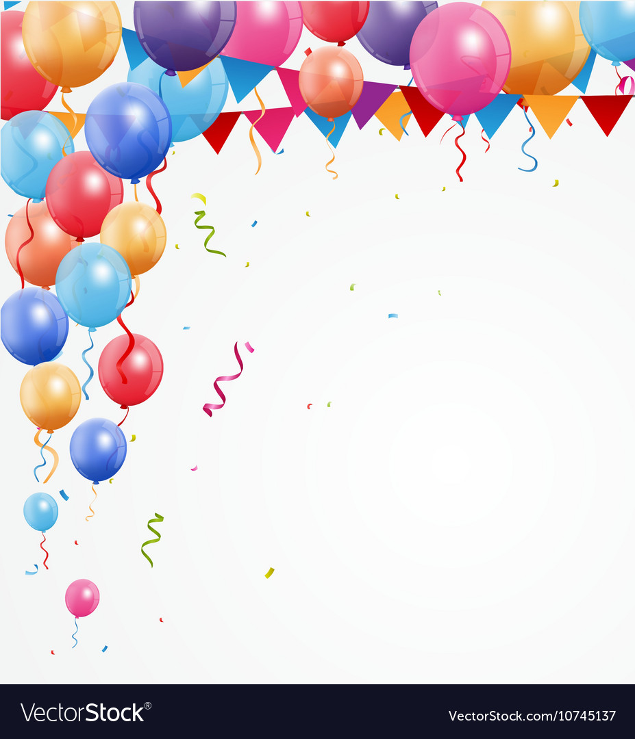 Happy birthday greetings with balloon and confetti