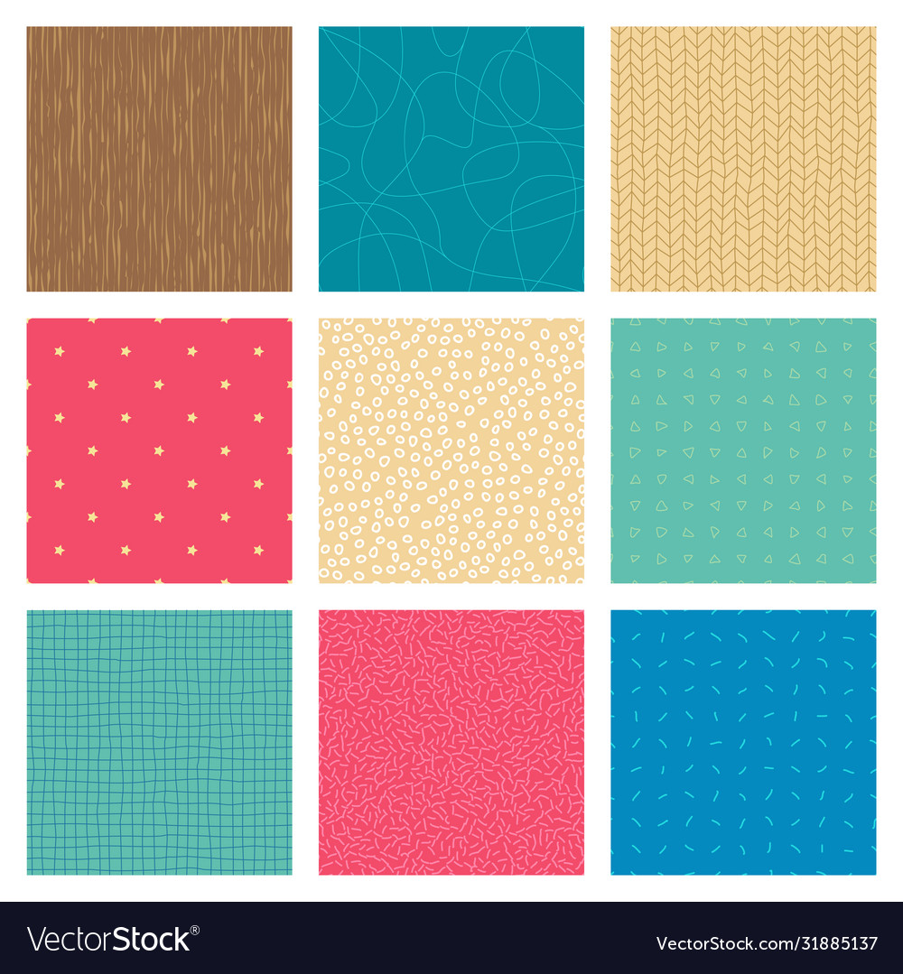 Set abstract handdrawn color seamless patterns vector image Set abstract handdrawn color seamless patterns