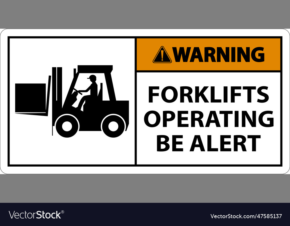 Warning 2-way forklifts operating sign on white Vector Image