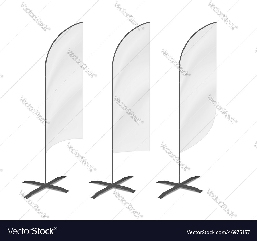 White blank feather flag mockup set vertical Vector Image