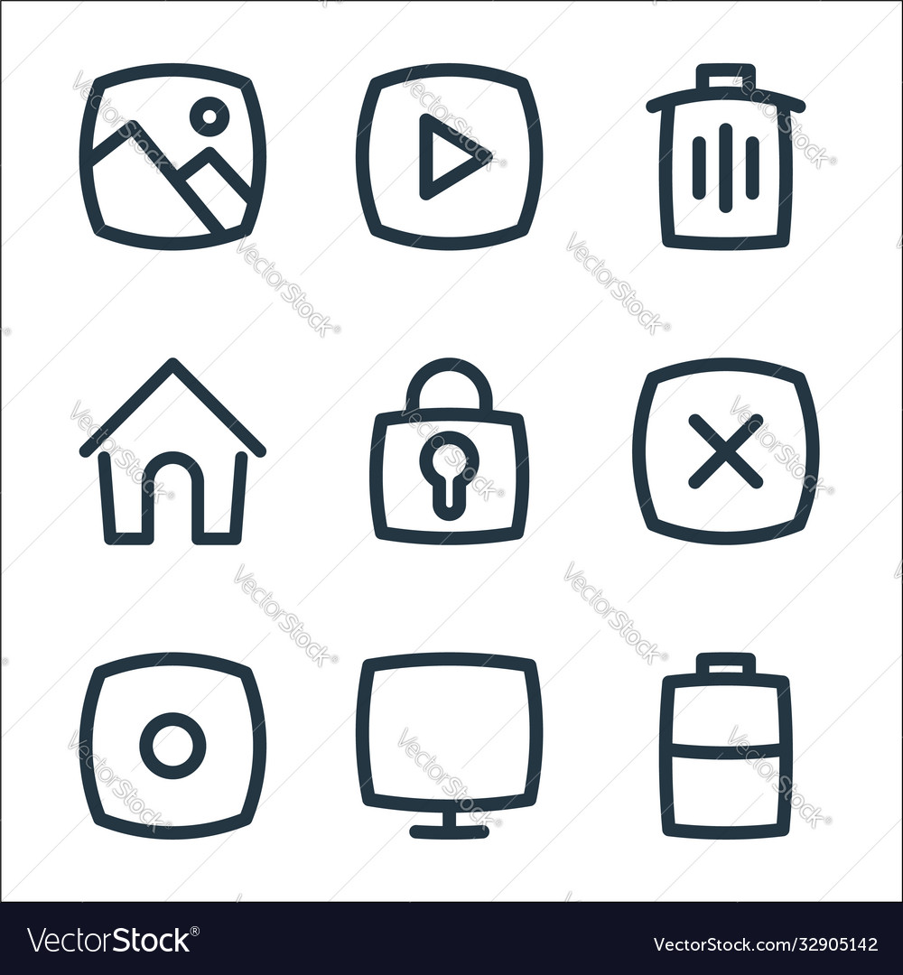 Basic ui line icons linear set quality