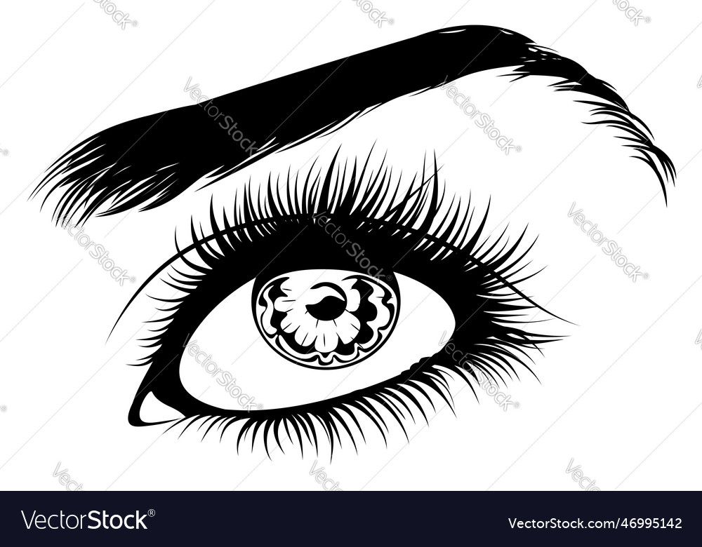 Black and white female eye