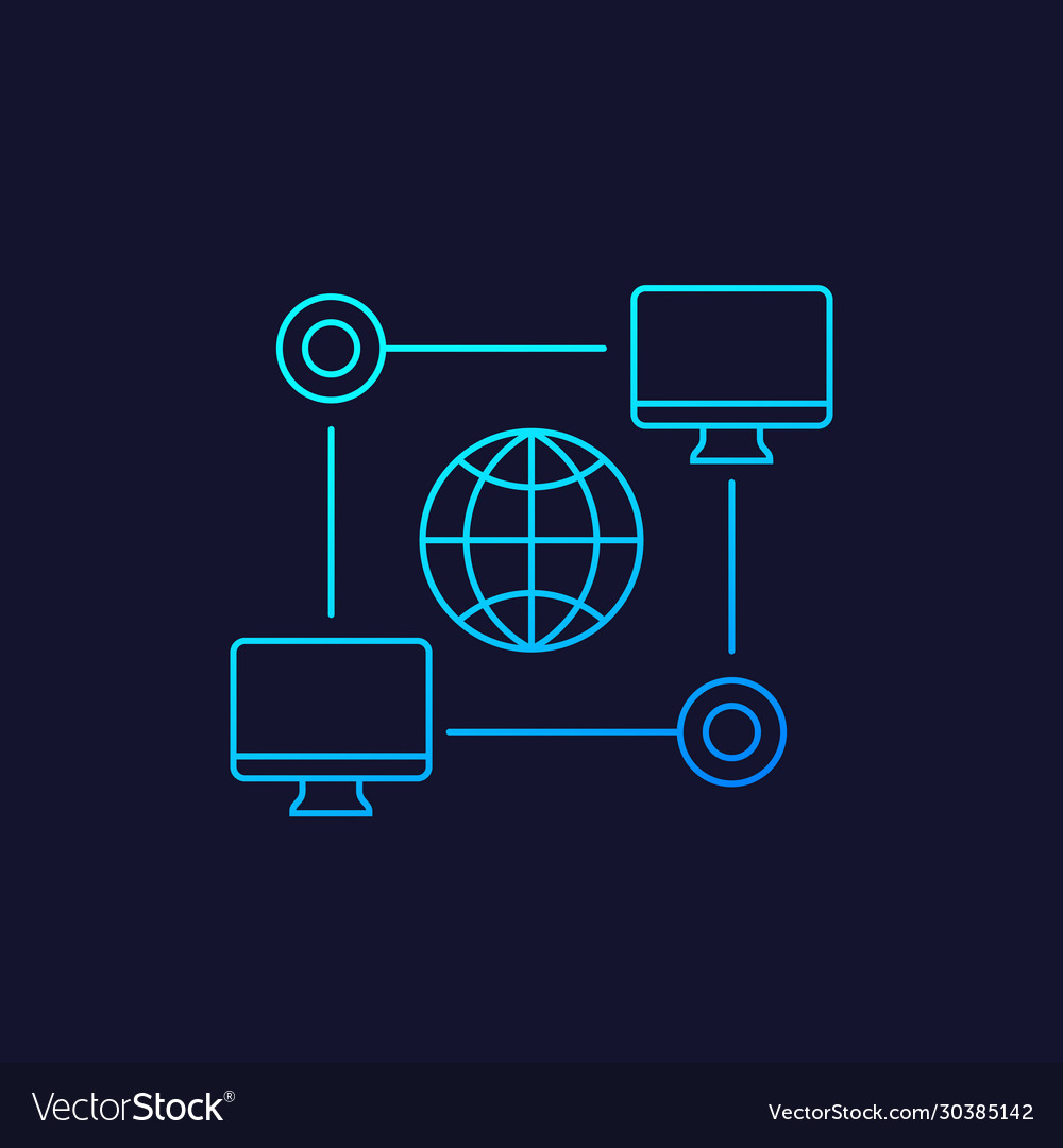 Computer network icon linear