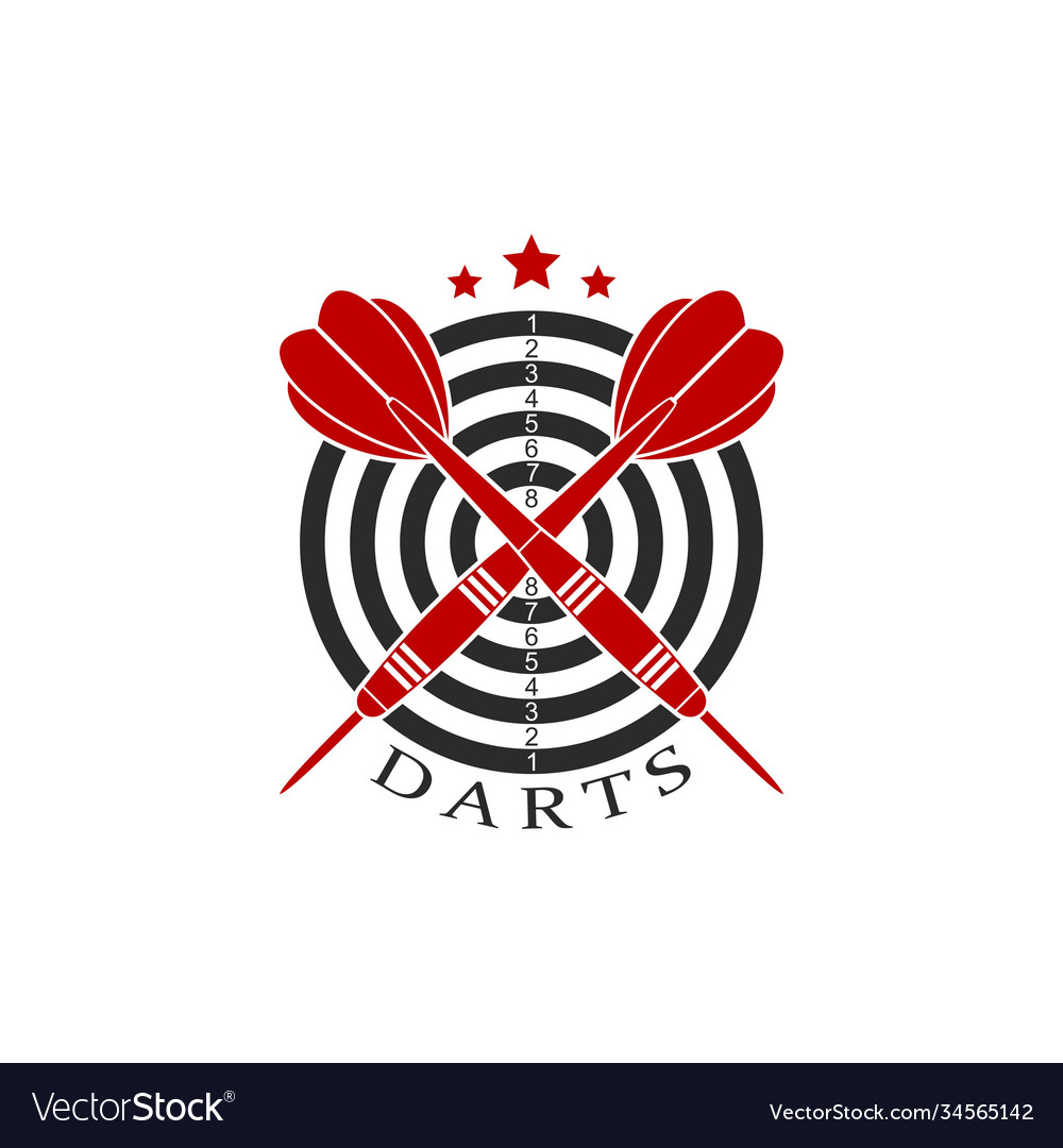 Darts label sports emblem and symbol isolated Vector Image