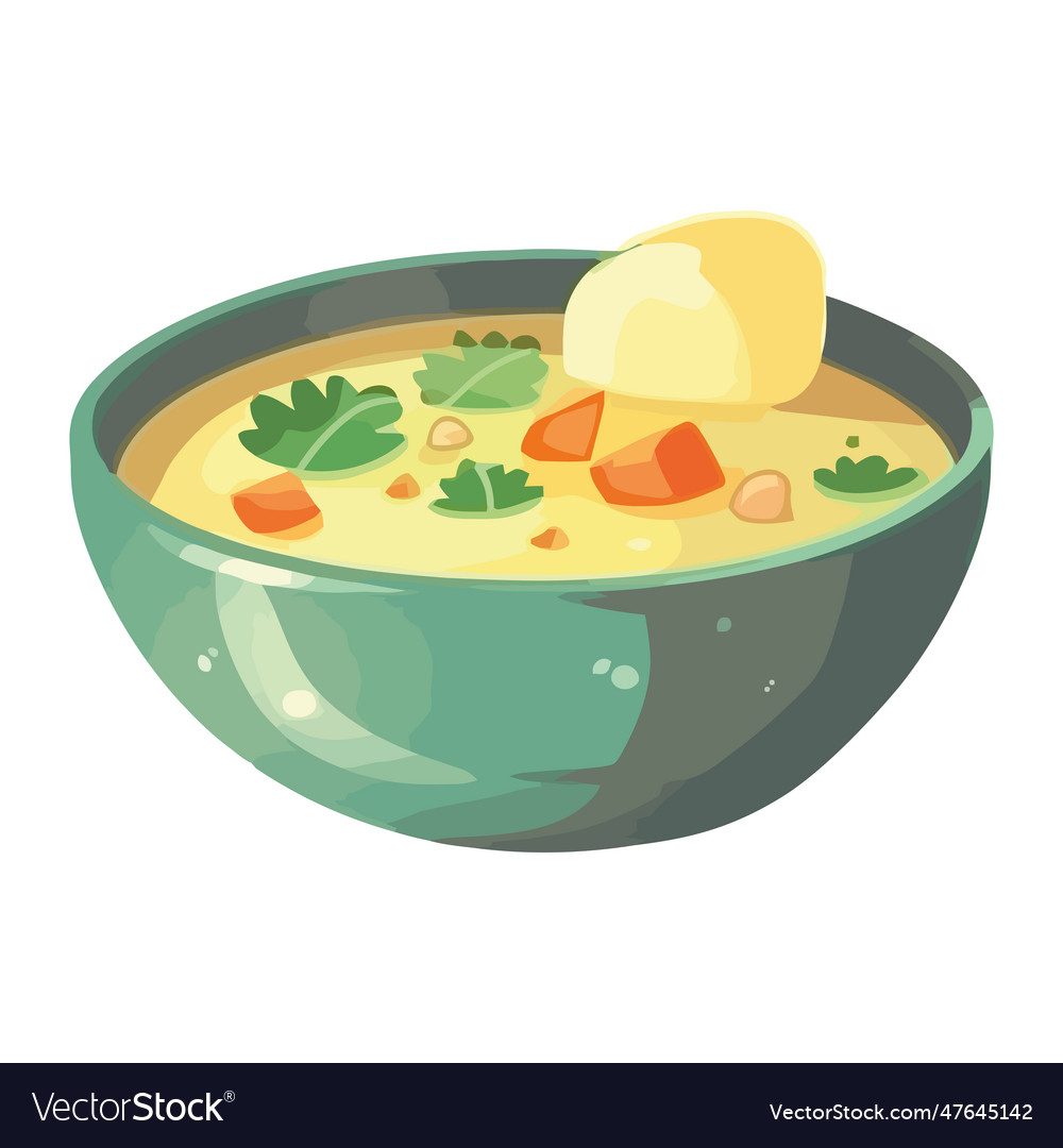 Freshly cooked gourmet soup in a bowl