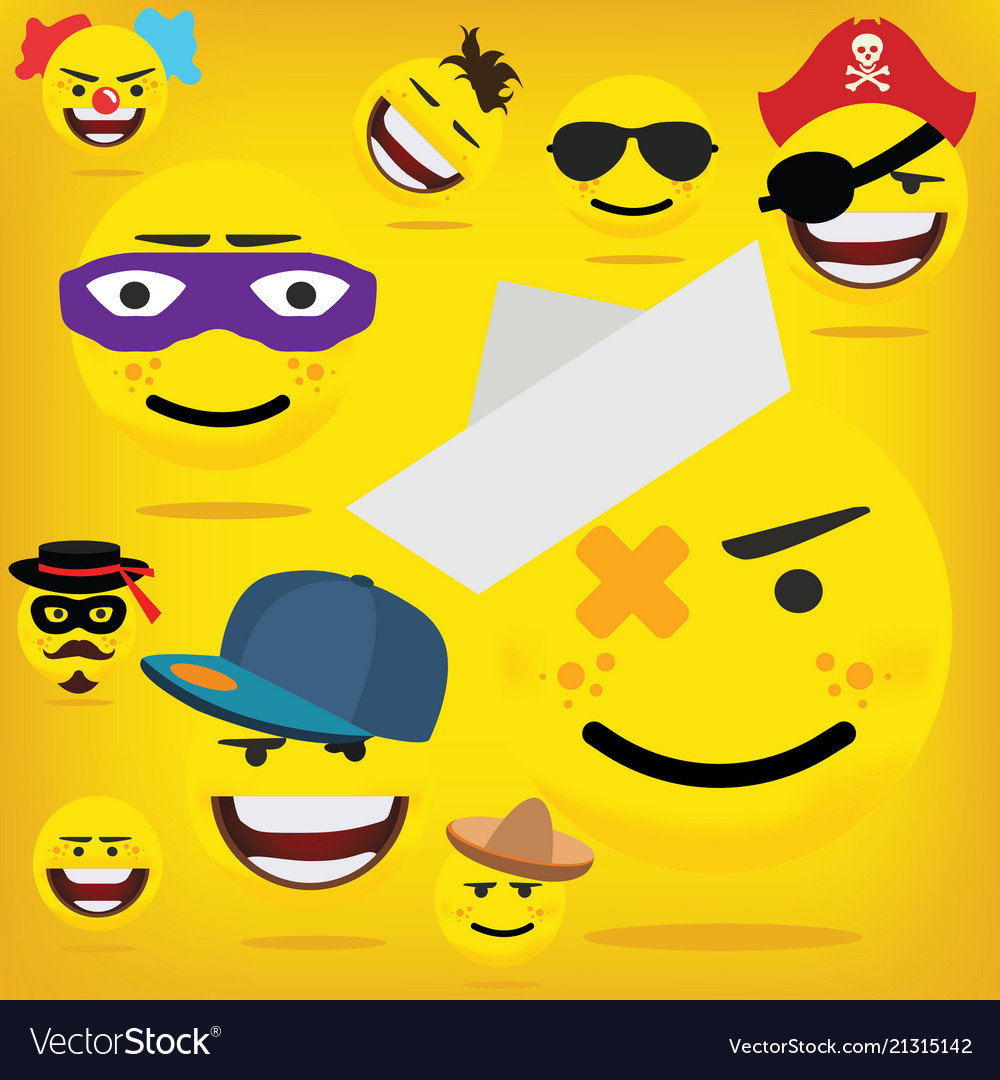 Funny happy yellow emojismiley emoticons Vector Image