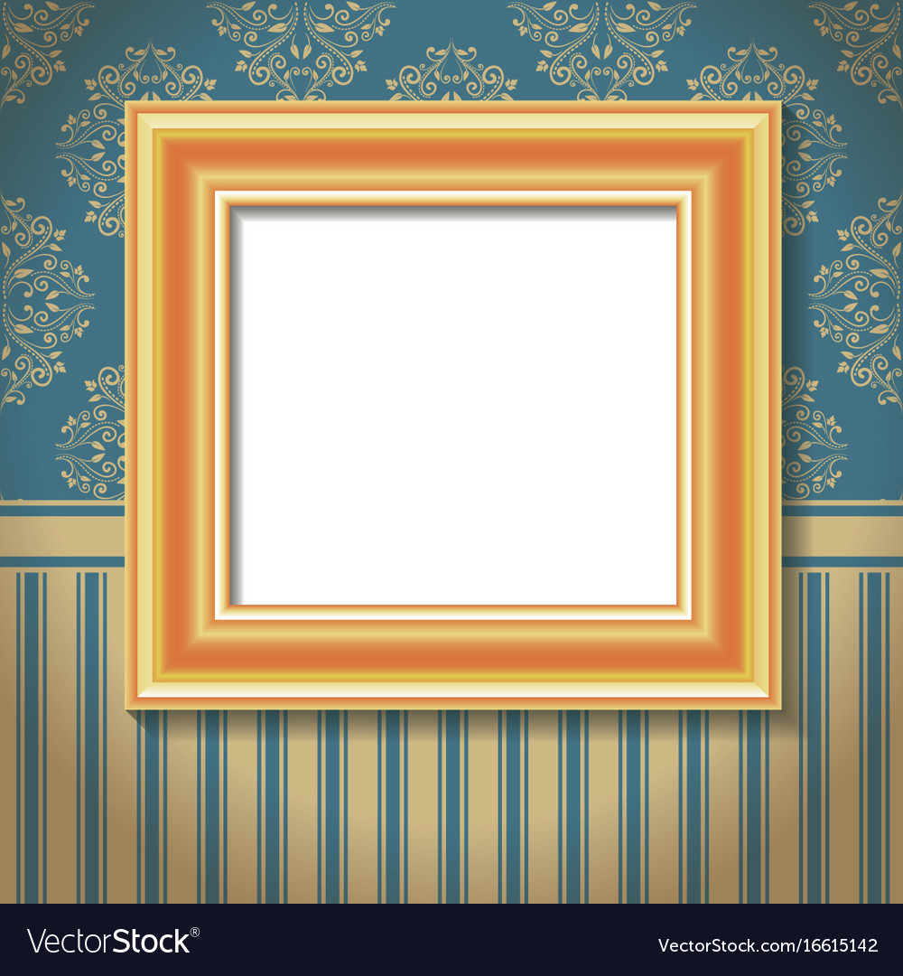 Golden Empty Frame on Wall