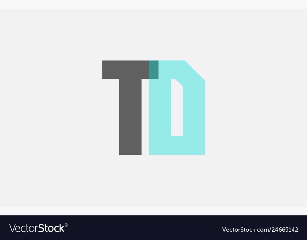 Grey pastel blue alphabet letter combination td t Vector Image